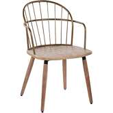 Riley Dining Chair in White Washed Wood & Antique Copper Metal